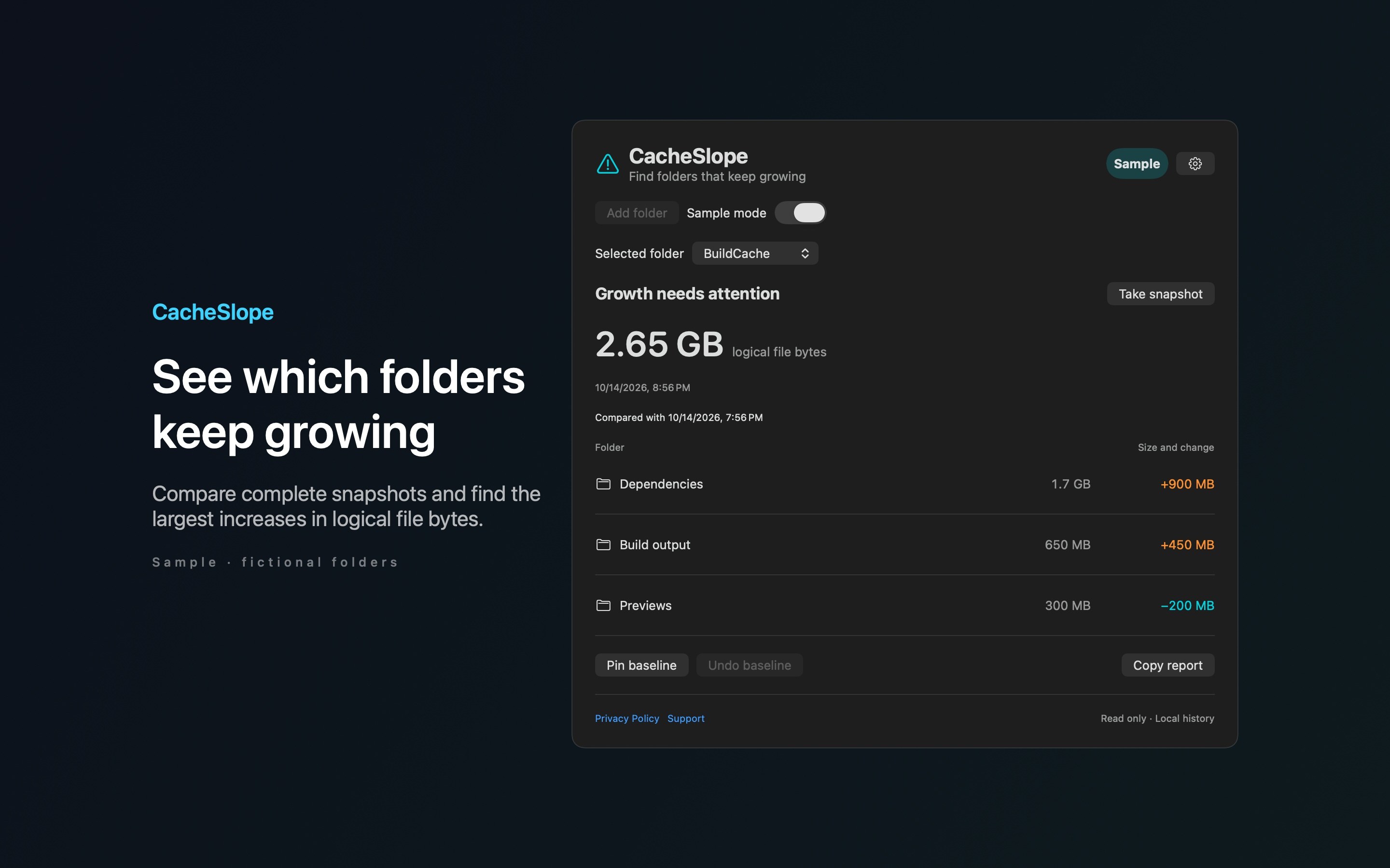 CacheSlope Sample mode detail