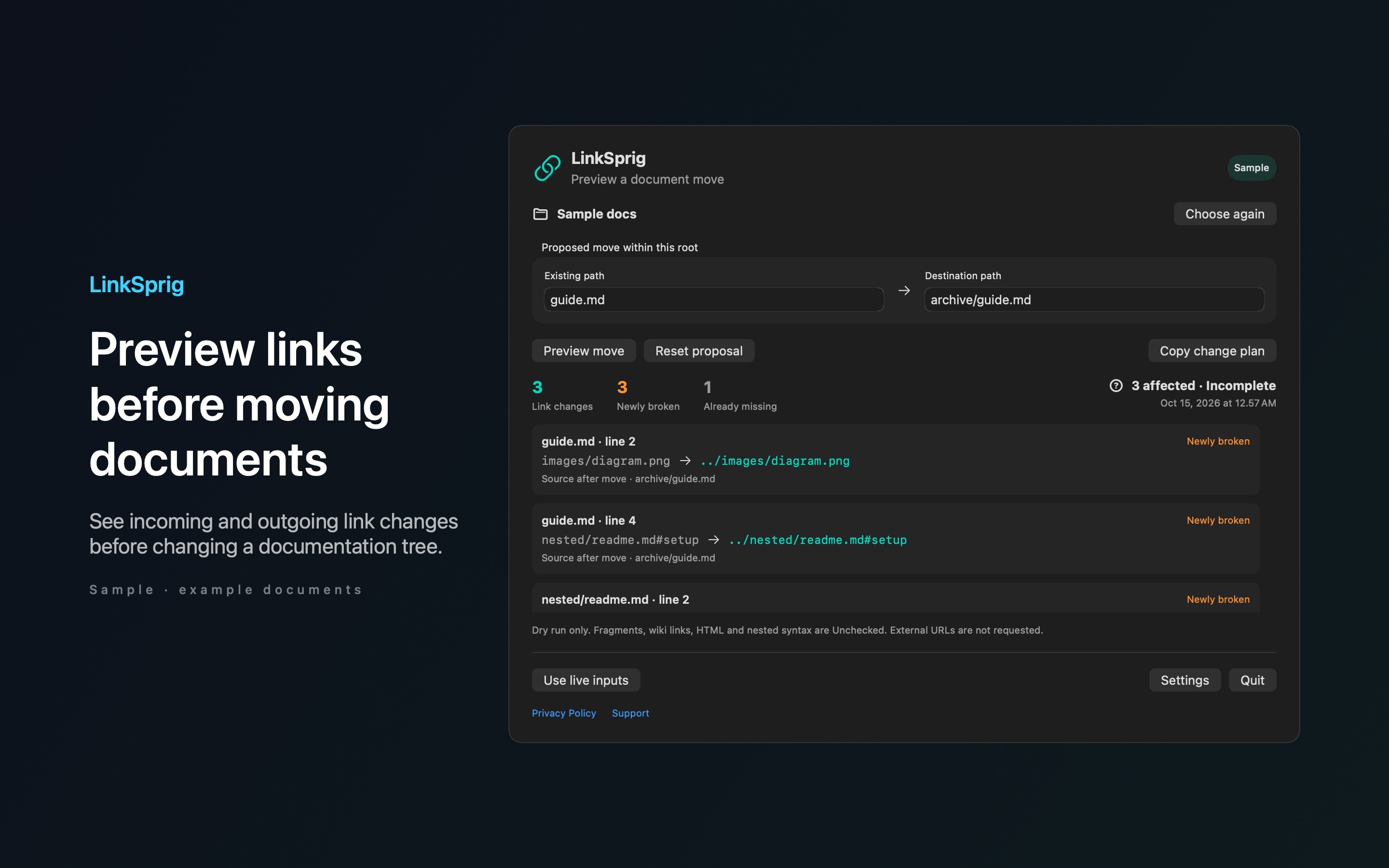 LinkSprig Sample mode detail