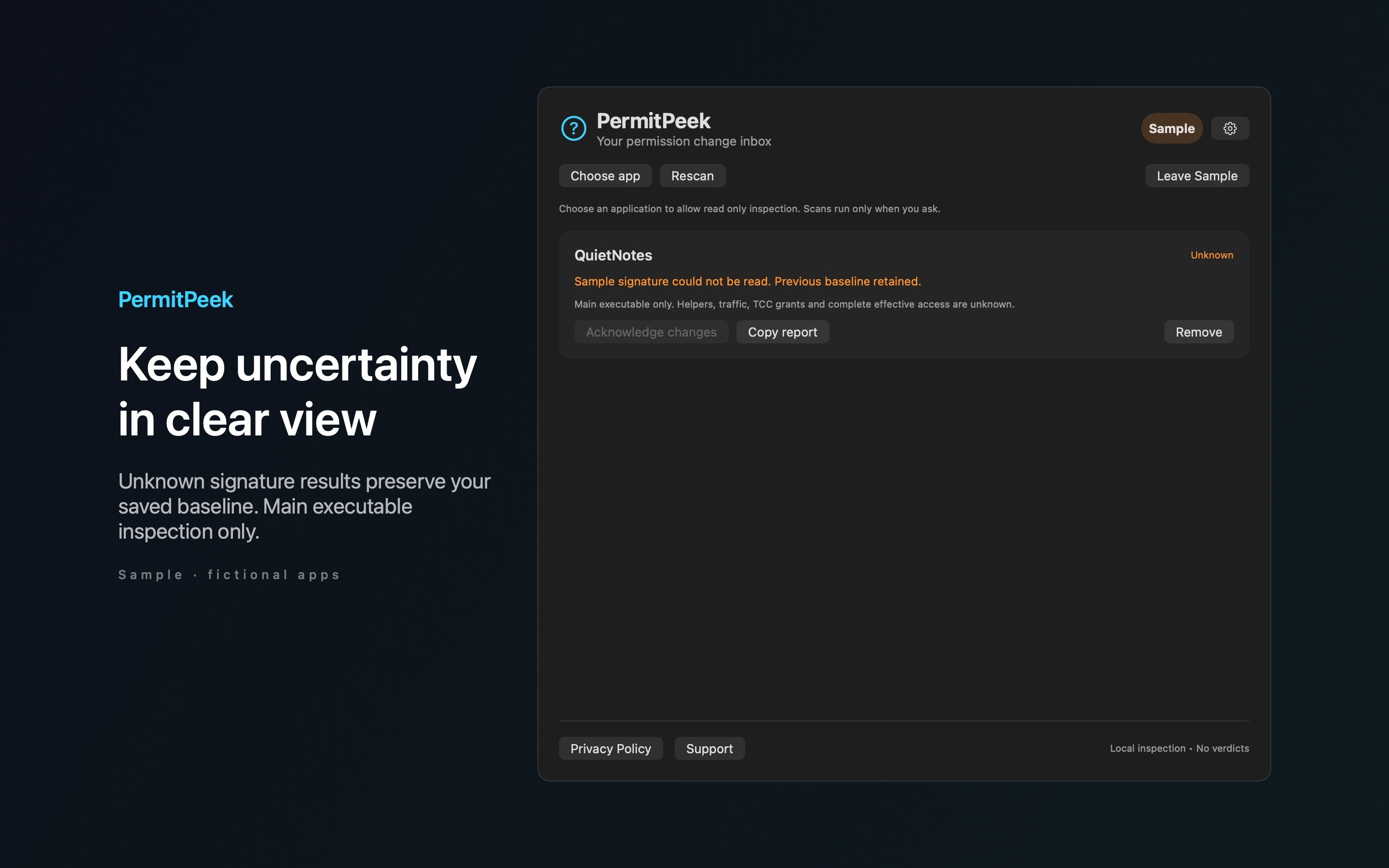 PermitPeek sample coverage limits.